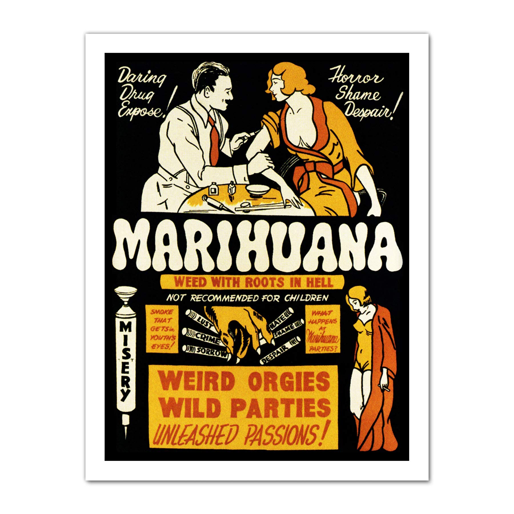 Wee Blue Coo Marijuana Weed Drug Abuse Artwork Framed Wall Art Print 18X24 Inch