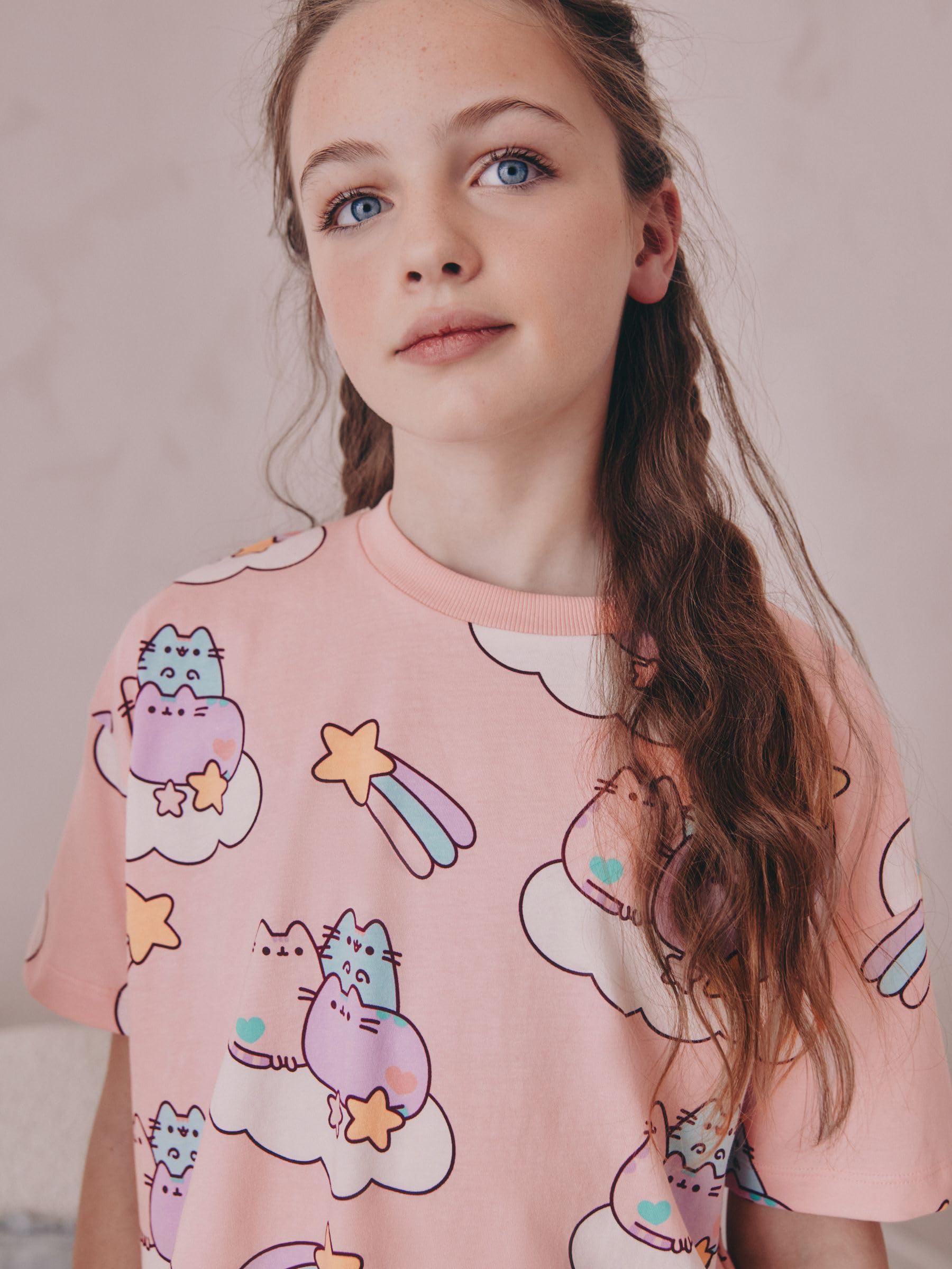 NEXT Mädchen Schlafanzug mit Jogginghose im 2er-Pack, Pusheen