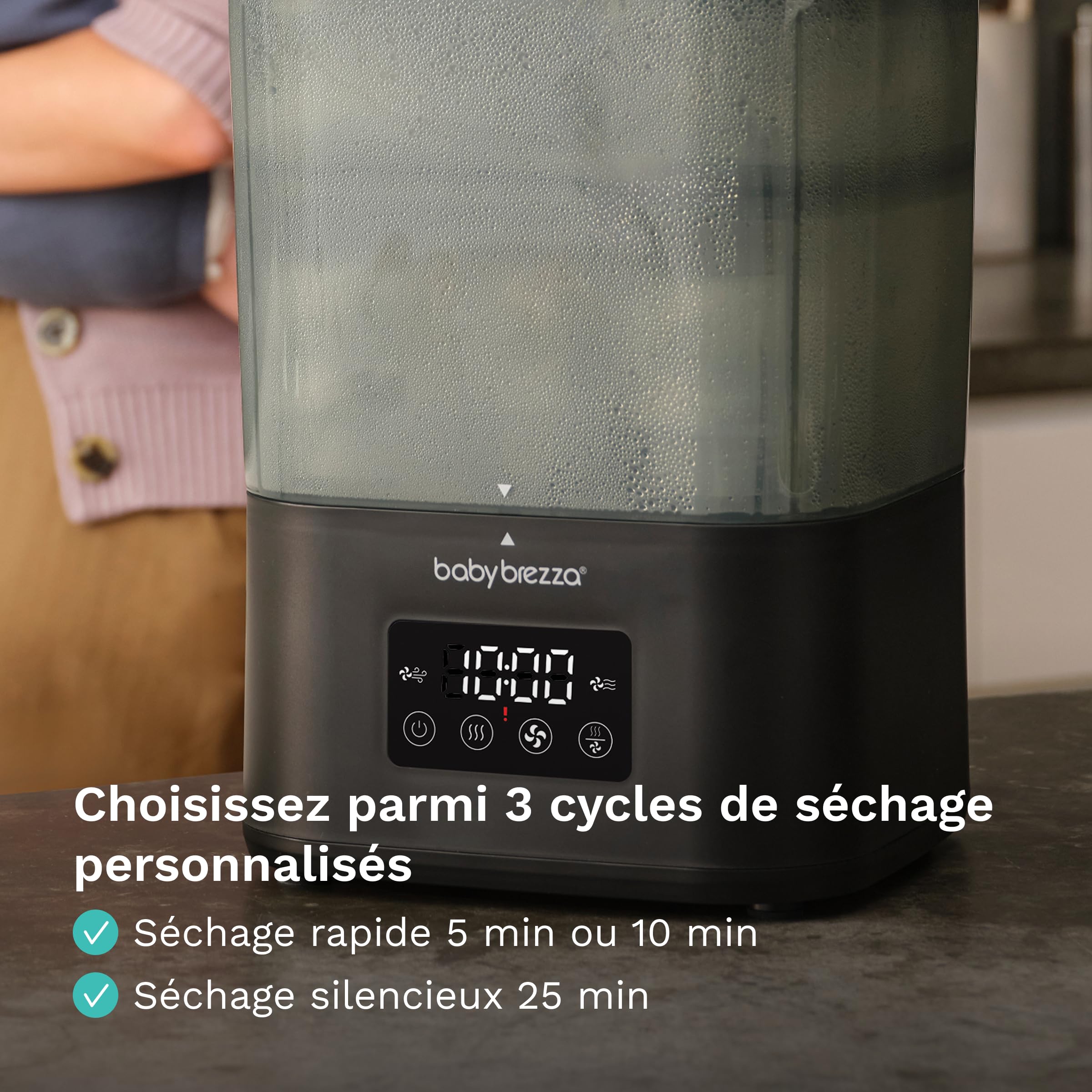 Baby Brezza - Stérilisateur biberons SuperQuick Sterilizer Dryer 10 minutes | Stérilise et sèche en 10 minutes. Grande capacité, compatible avec tous les biberons, sucettes et pièces de tire-lait