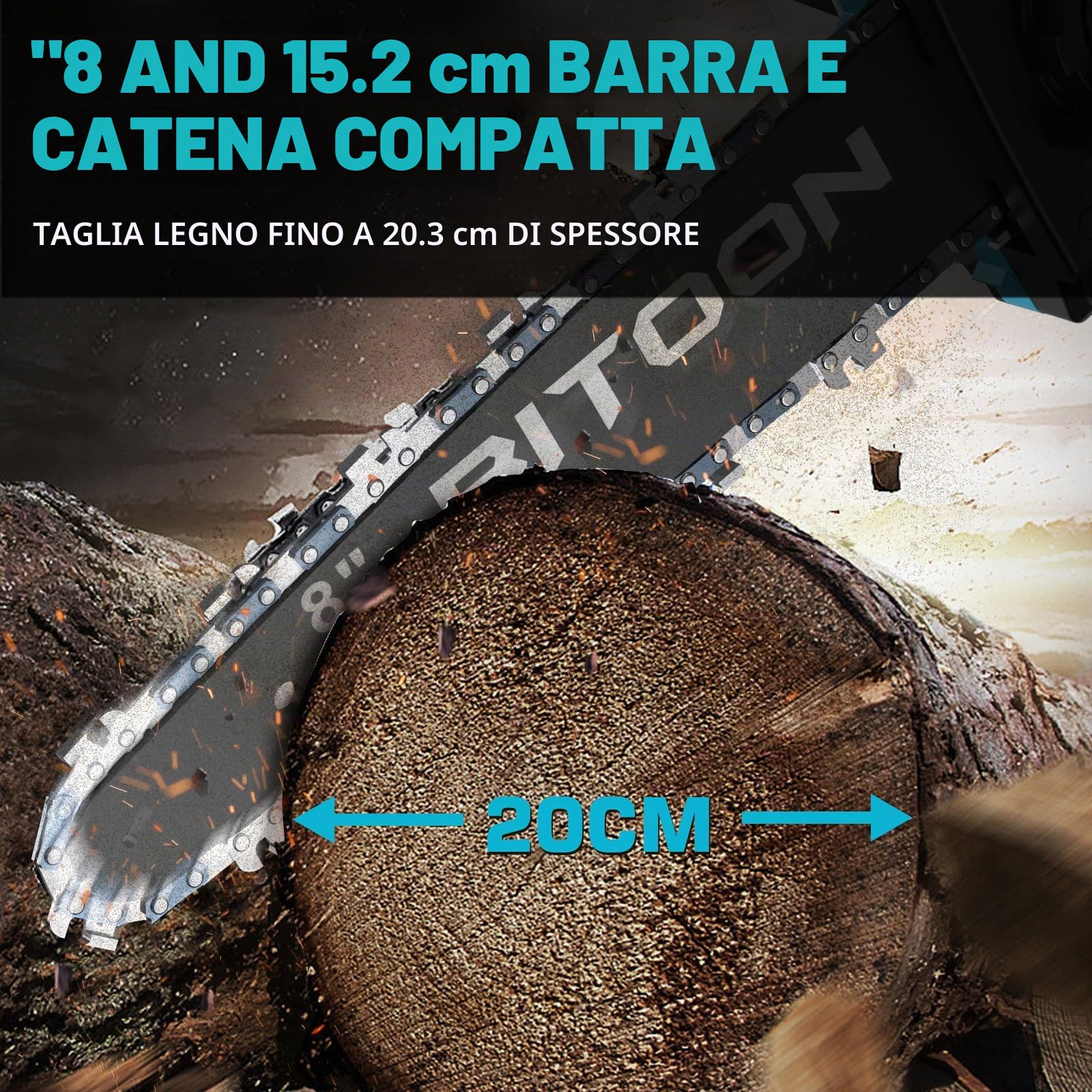 Motosega da 20 cm per batteria Bosch 18V GBA, auto-oliatore, motosega senza fili per potatura senza spazzole da 15 e 20 cm, motosega a batteria mini per taglio del legno, potatura degli alberi (solo