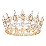 Vofler Crowns for Women, Gold Queen Tiara Baroque Vintage Crystal Rhinestone Headband for Lady Girl Bridal Bride Princess Prom Birthday Wedding Pageant Prom Homecoming Halloween Costume Party