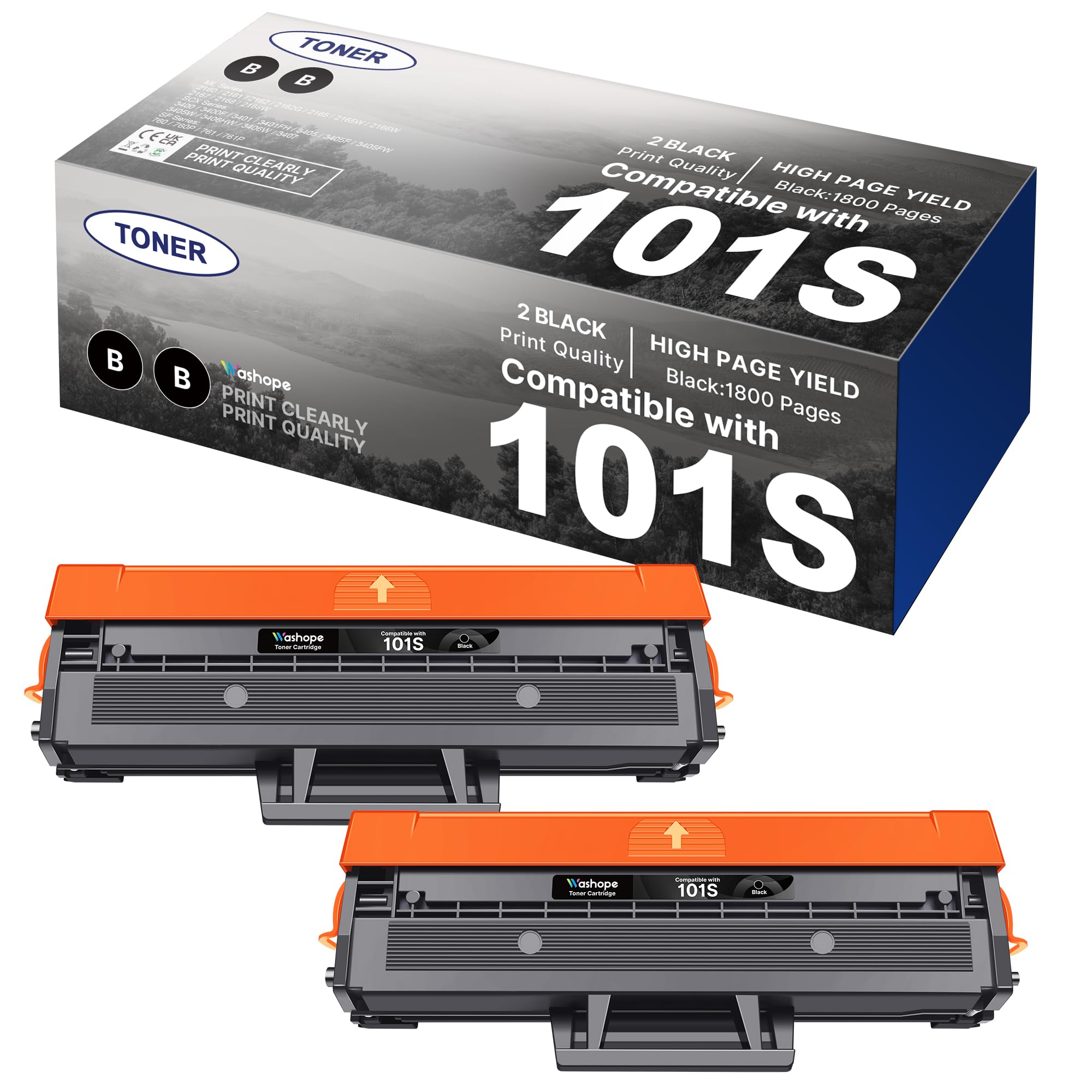 MLT-D101S Toner Kompatibel für Samsung MLT-D101S D101S Schwarz Toner | für Samsung ML-2160 ML-2165 ML-2165W ML-2168 SCX-3405W SCX-3405F SCX-3405 SCX-3405FW SCX-3400 SF760 SF760P (2 Schwarz)