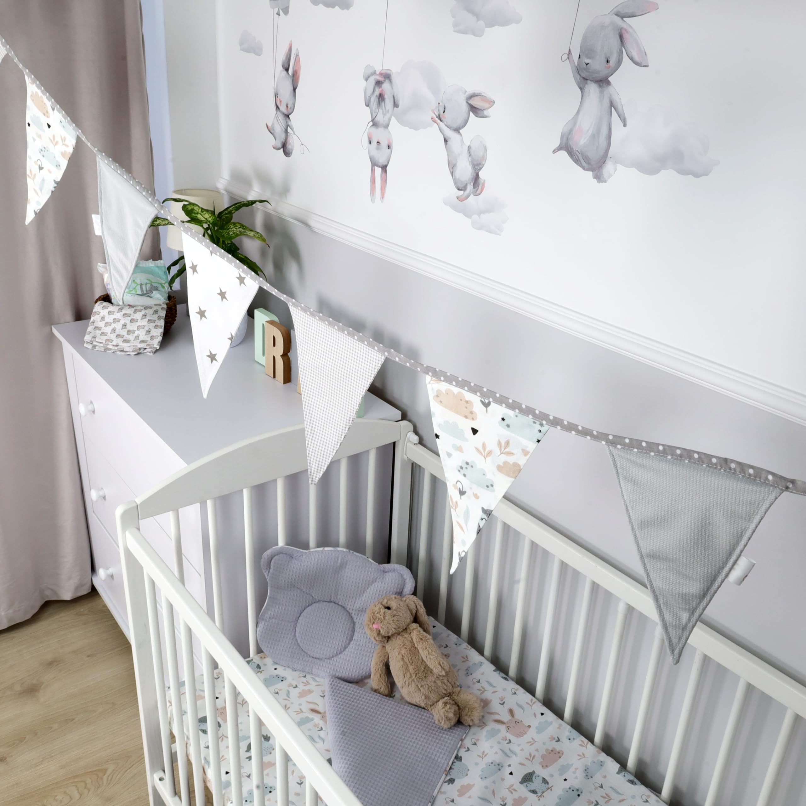 Guirlande De Fanions Chambre Enfant 286 Cm - Décoration Mousseline Coton Multicolore Pour Anniversaire Et Bébé