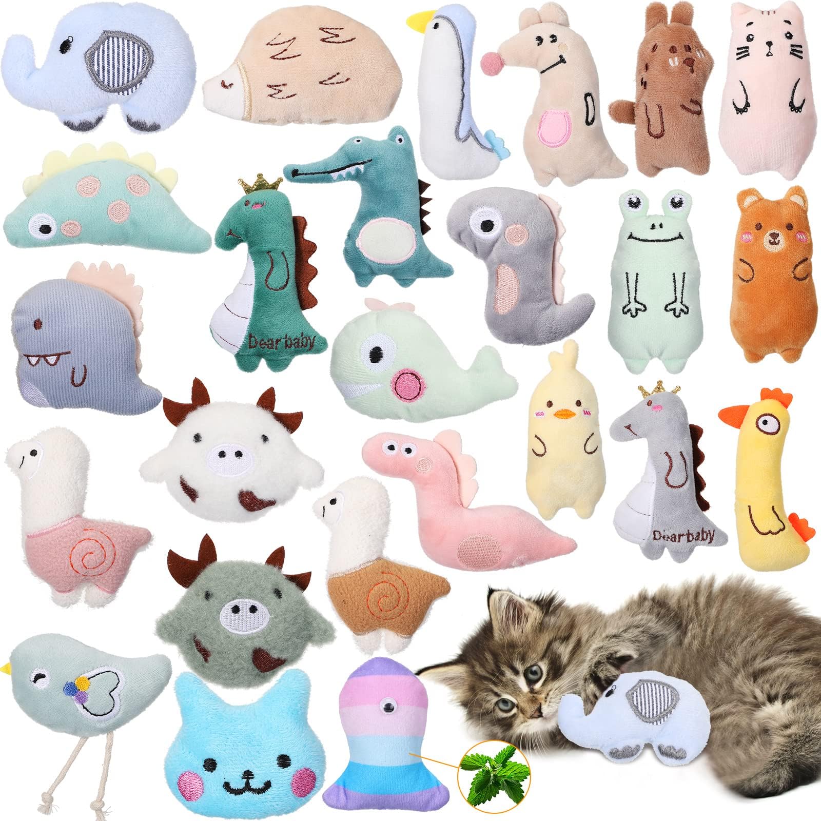 Jadive 50 Pcs Catnip Toys for Indoor Cat Plush Cats Toys Bulk Interactive Catnip