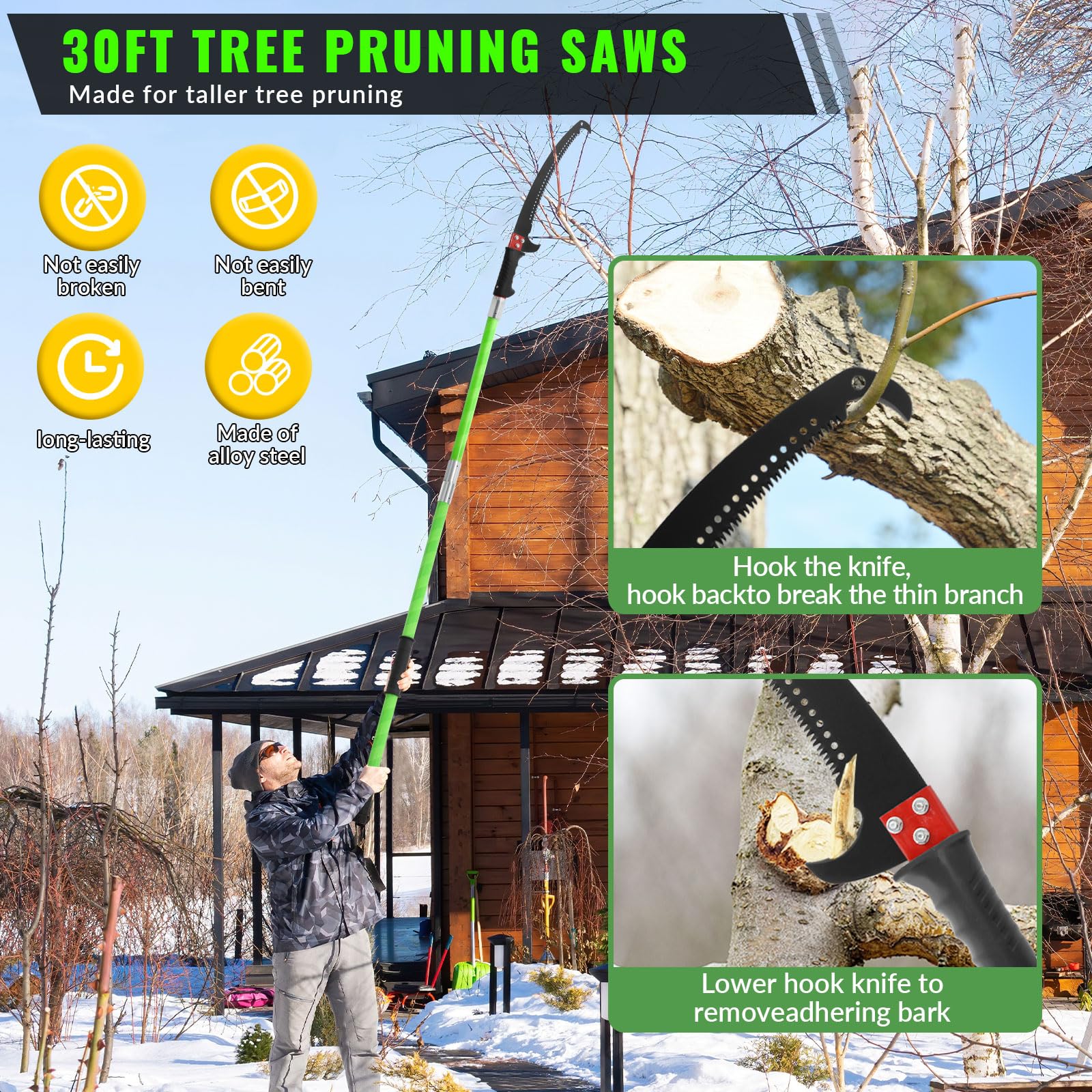 9M Sega Per Alberi Con Manico Telescopico,Cesoia Per Potatura Manuale,Regolabile in Altezza Attrezzi da Giardinaggio Altezza Per Segare e Cesoiare