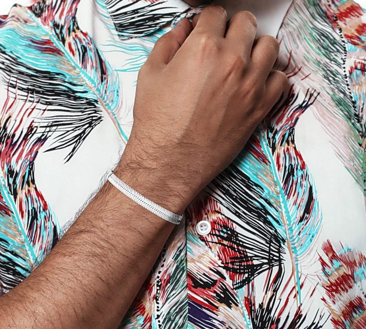 Savlano 925 Sterling Silver Herringbone Flat Snake Magic Chain Bracelet For Women & Men - Made in Italy Comes With a Gift Box - Image 6