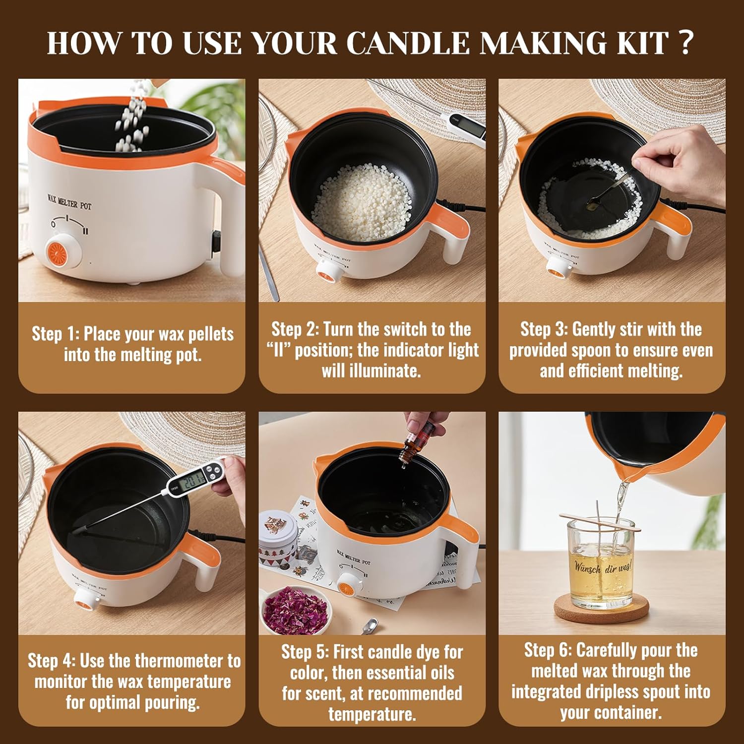 Candle Making Kit with Warmer Lamp & Wax Melter, Complete DIY Candle Making Kit for Adults & Beginners, Craft Your Signature Scent Style with All-In-One Supplies, Ideal for Home Relaxation, Gifting