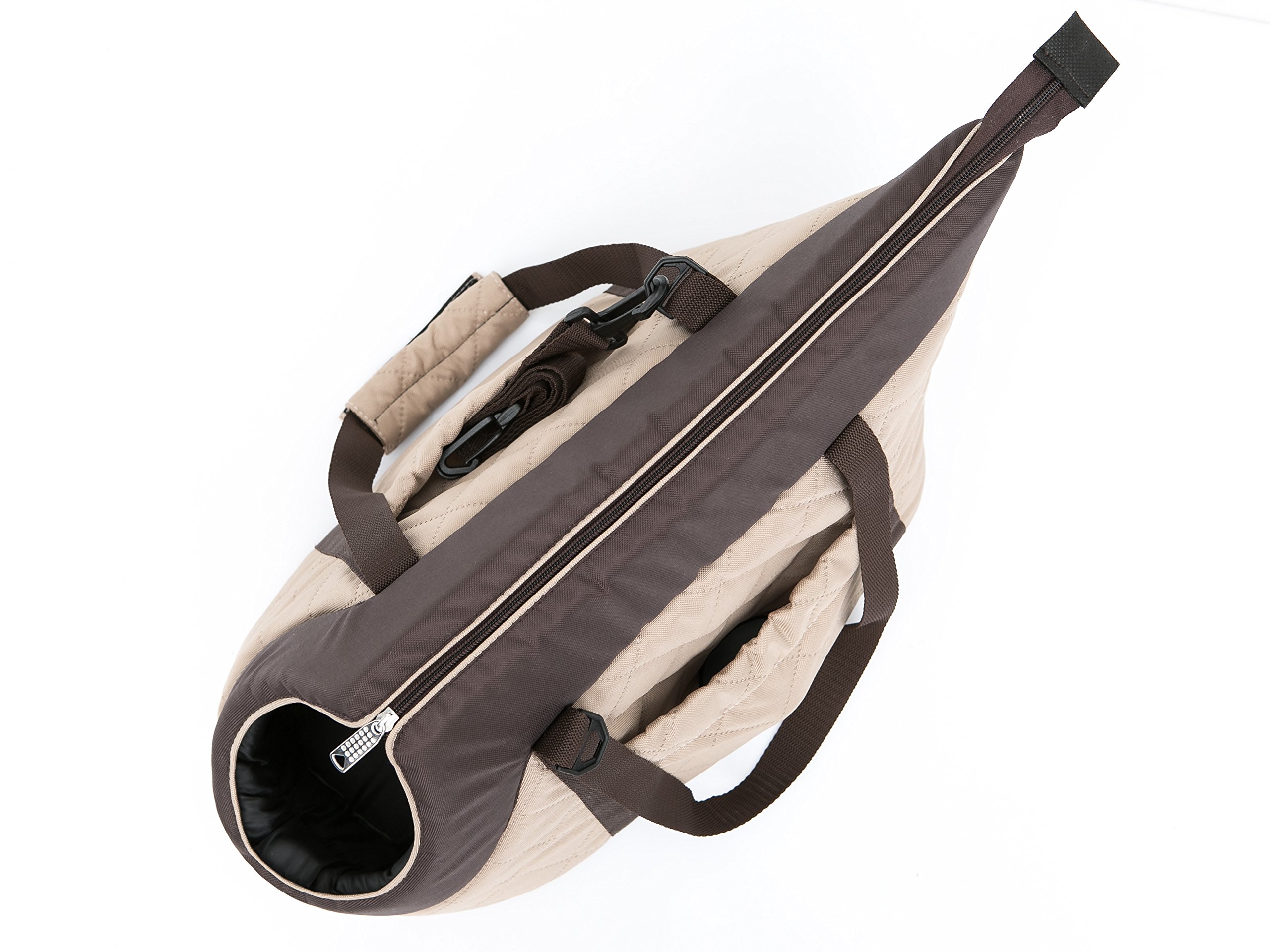 Bolsa de transporte, para perros, gatos, dos maneras de llevar, seguridad de mascotas, saco, saco para perros, R2: 30 x 50 cm, beige con bufanda marrón