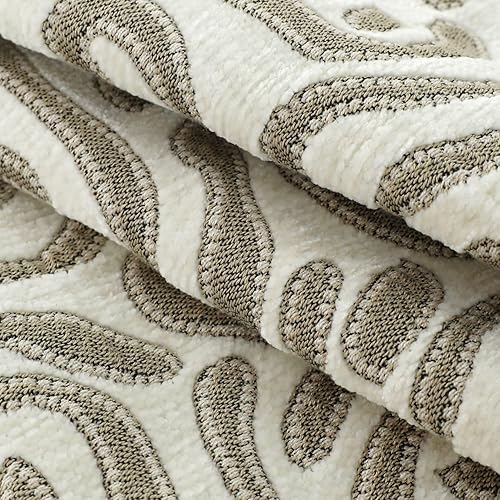 Miniatura 3 de Juego de 2 fundas de almohada de felpilla suave de 18 x 18 pulgadas, color beige neutro, cuadradas, decorativas, geométricas, modernas, a rayas,