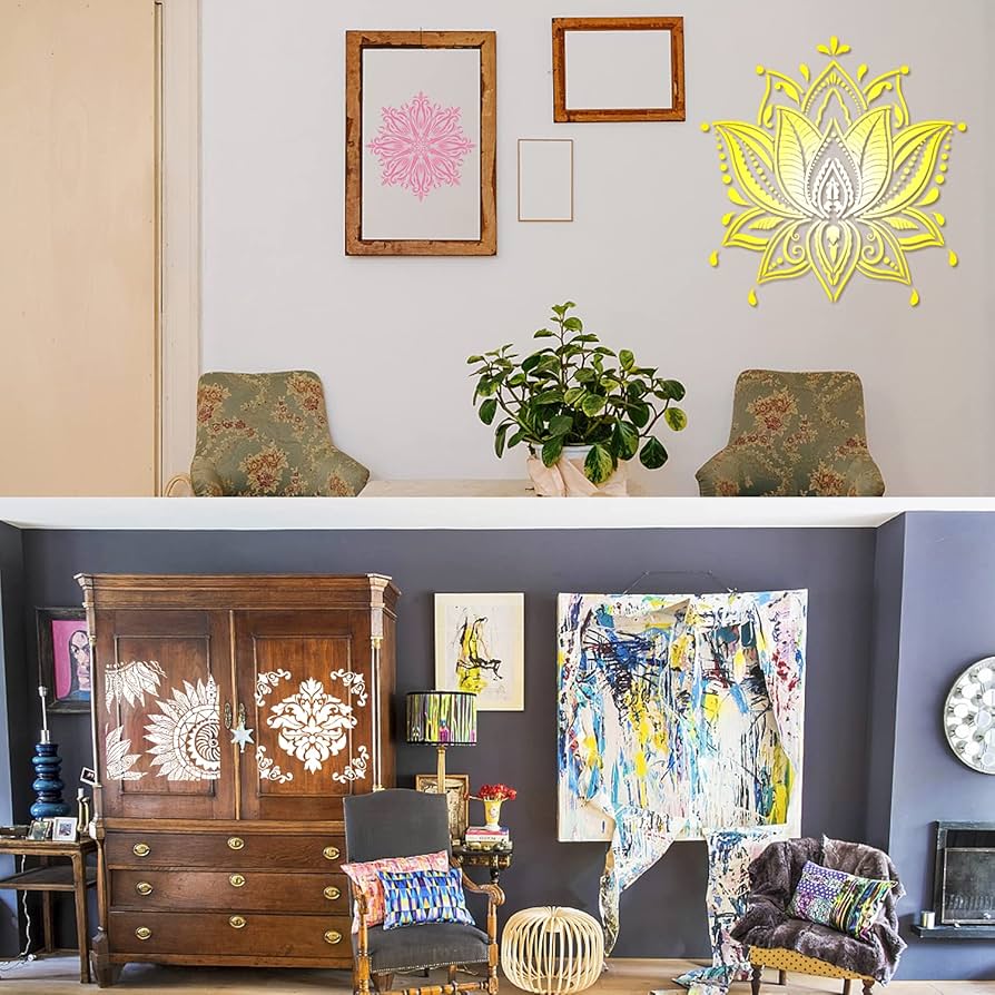 Stencil Mandala 16 Pezzi Riutilizzabili - 15x15 Cm Per Decorare Pareti, Legno, Mobili - Fai Da Te