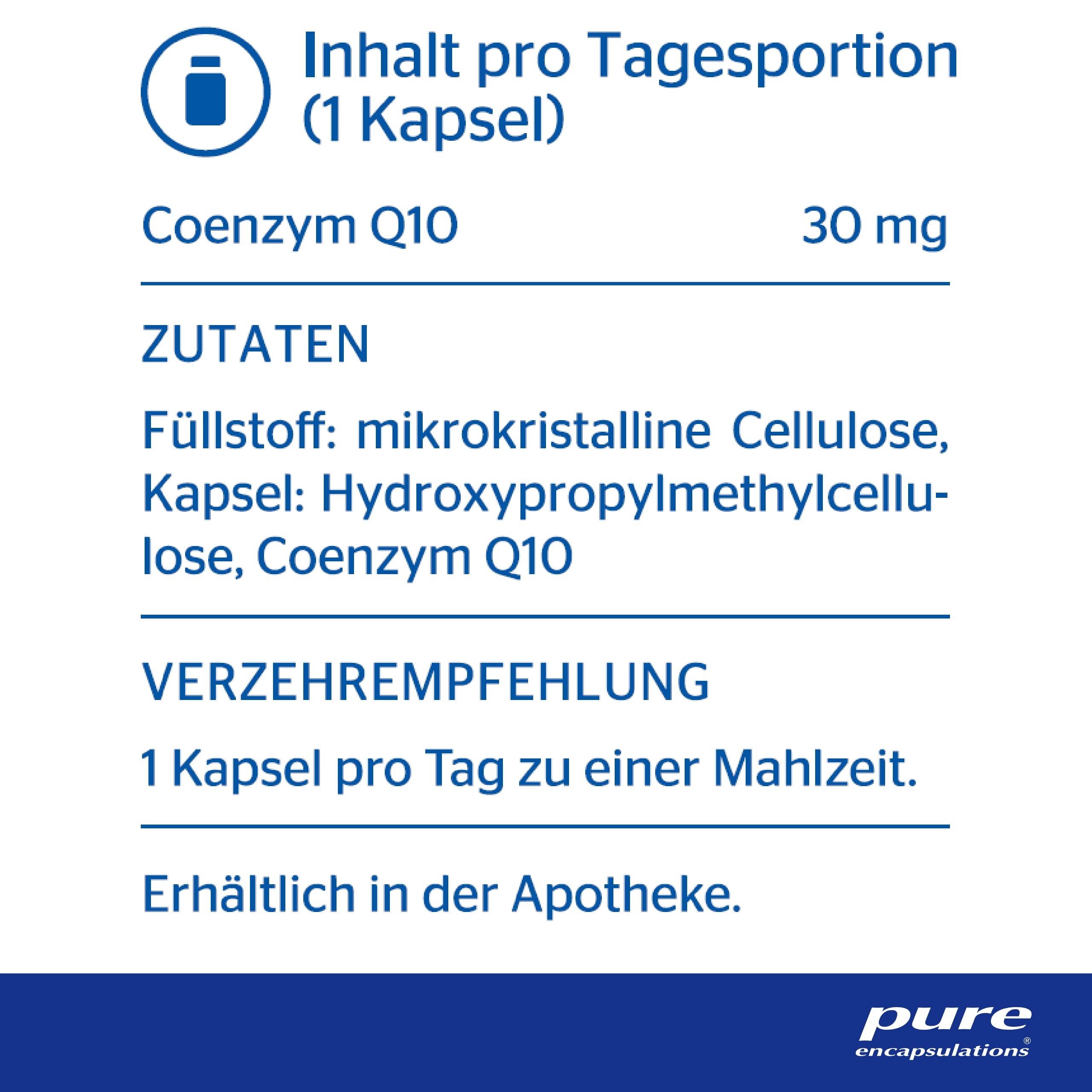 Pure Encapsulations - Coenzym Q10 30 mg - CoQ10 aus mikrobieller Fermentation - 120 Kapseln