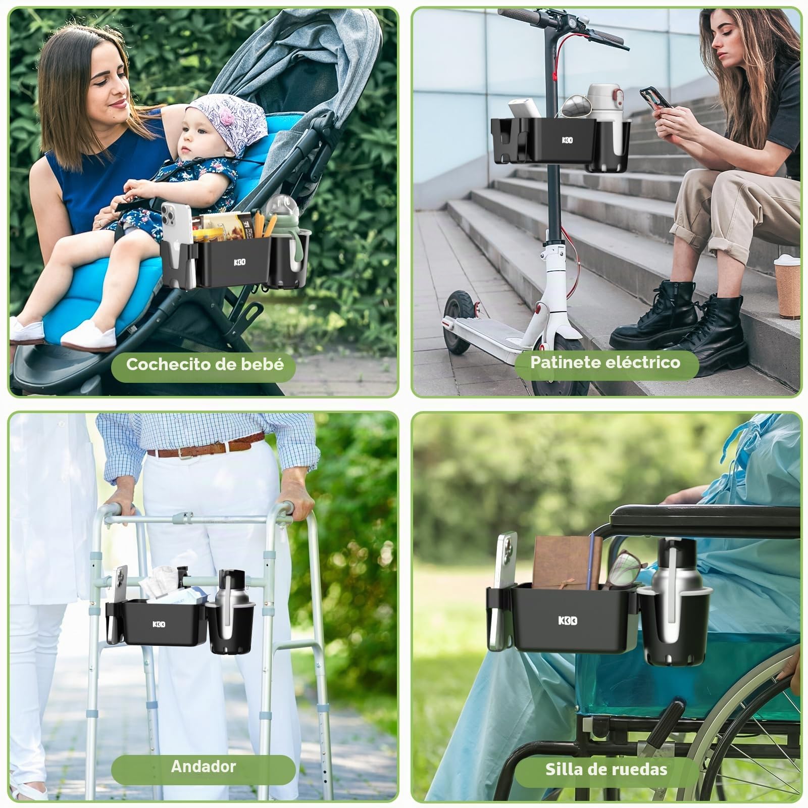 KDD Portavasos Carrito Bebe con Bandeja Snack Cochecito, 3 en 1 Bandeja Universal para Bebé con Soporte Móvil, Soporte para Bebidas Extraíble, 360º Sujeta Vasos Carro Bebe para Silla de Paseo Bugaboo