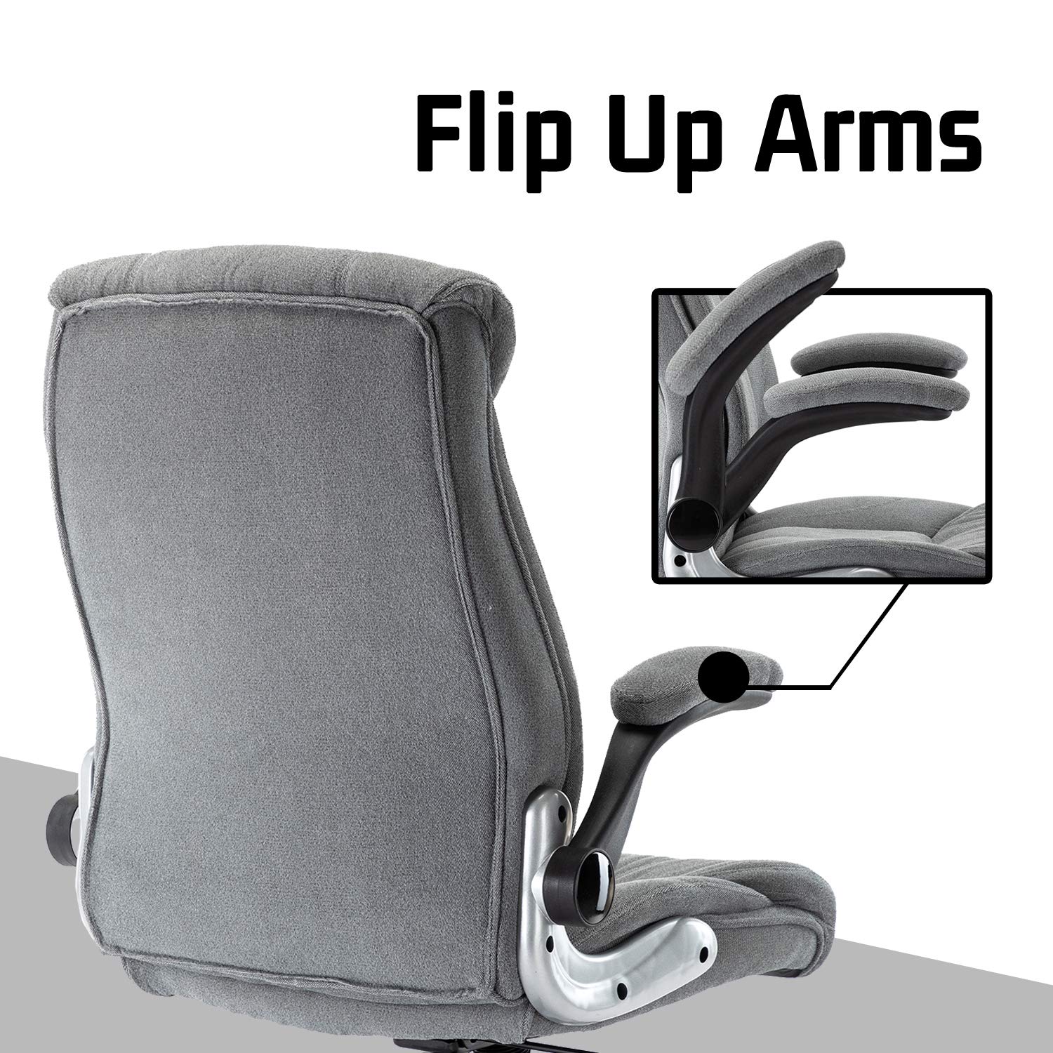 KERMS Ergonomic Executive Home Office Chair, High Back Swivel Computer Desk Chair with Flip up