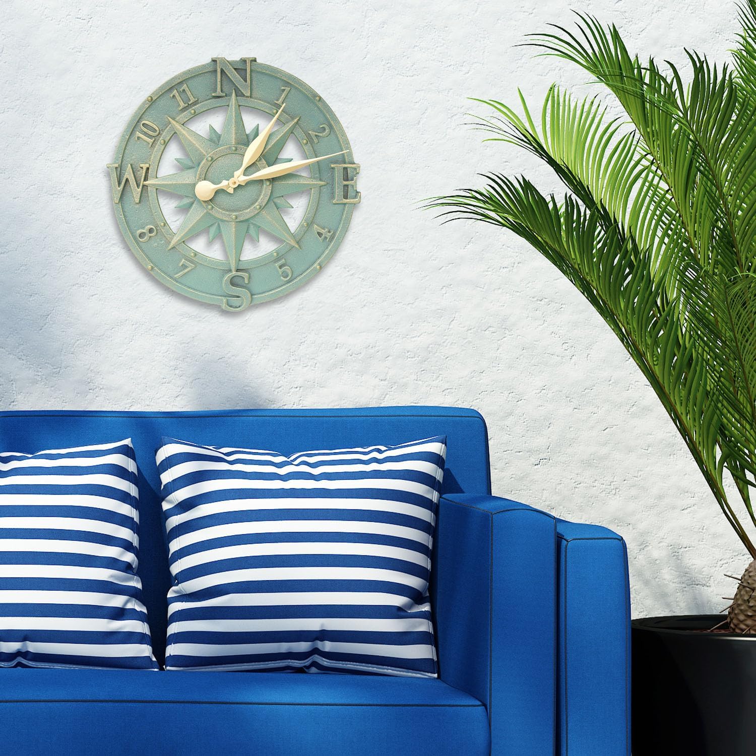 Whitehall Products Compass Rose Clock, Bronze Verdi