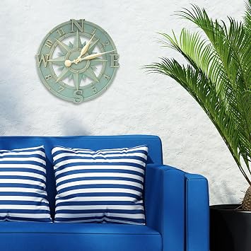 Whitehall Products Compass Rose Clock, Bronze Verdi