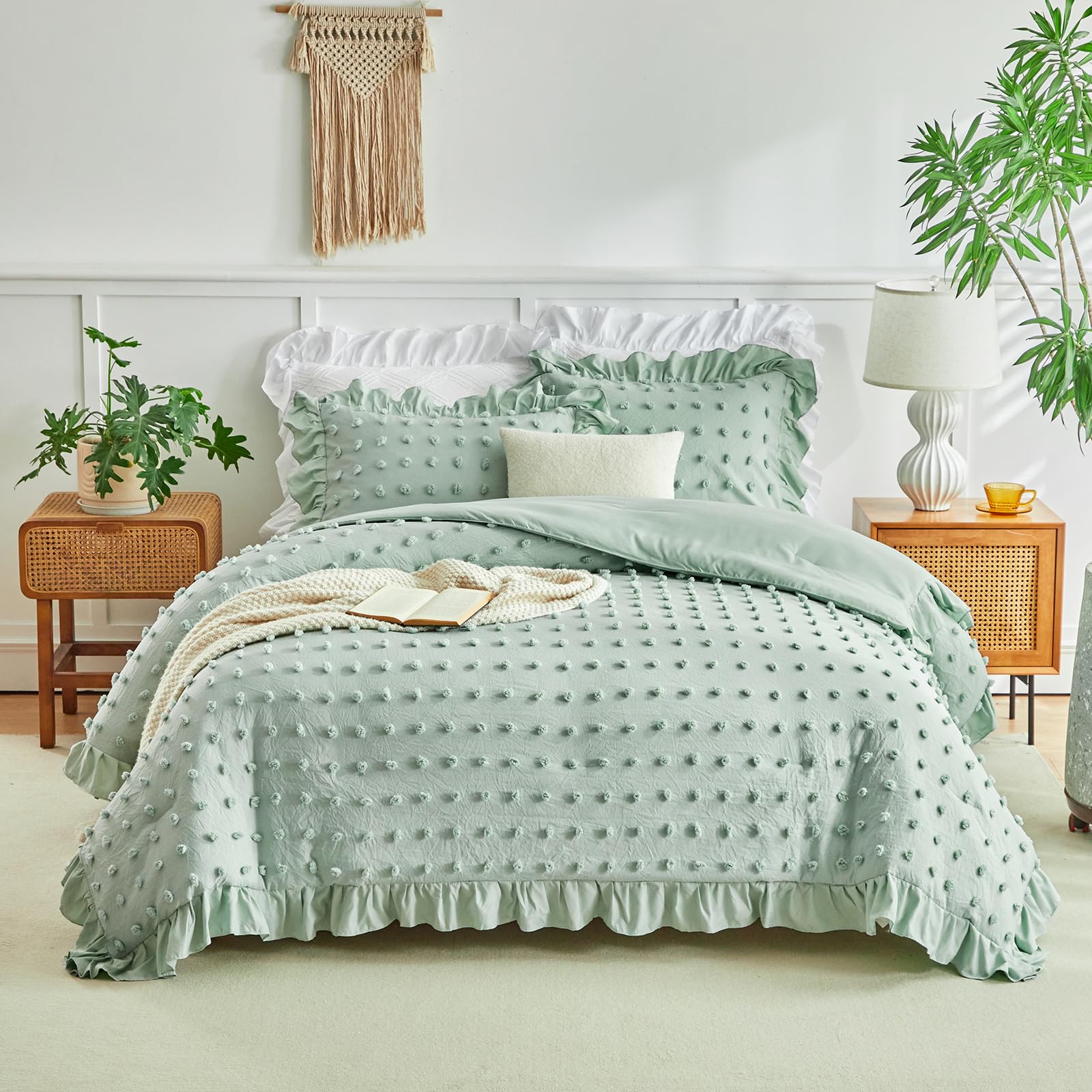 Pink Ruffle Comforter Set - Farmhouse Bedding -10 Pink Ruffle Comforter Set - Farmhouse Bedding -10