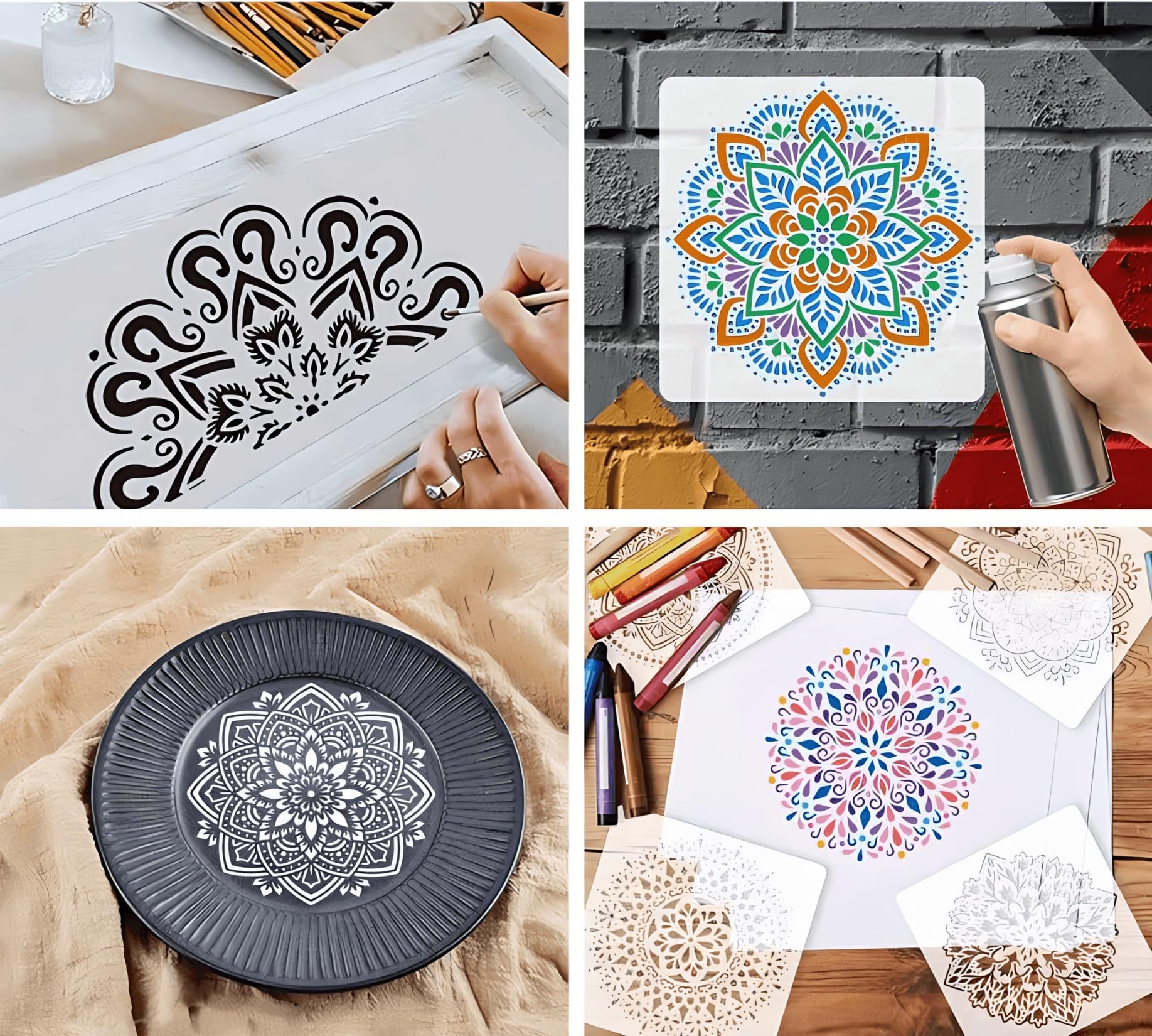 Stencil Mandala 16 Pezzi - Modelli Per Pittura Fai Da Te E Decorazioni - Foto 7