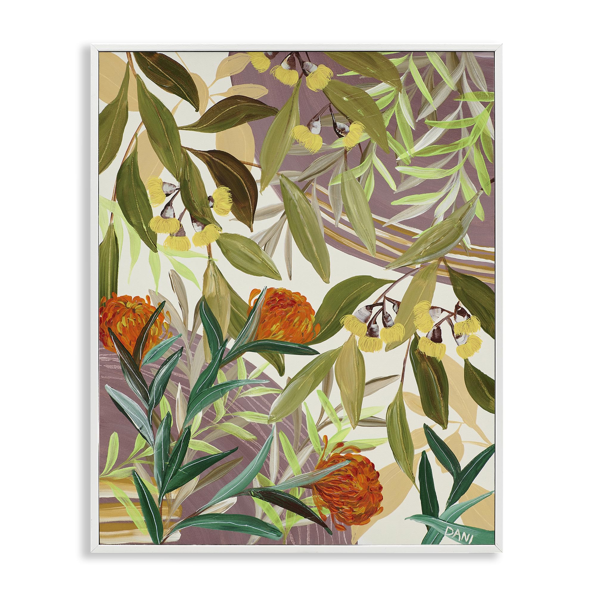 Stupell Industries Tropical Floral Botanical Collage 'Walk With Me Blooms', Framed Giclee Art, White, 11 X 14 Inches, Easy To Hang And Sturdy, Made In Usa, By Dani Heyward
