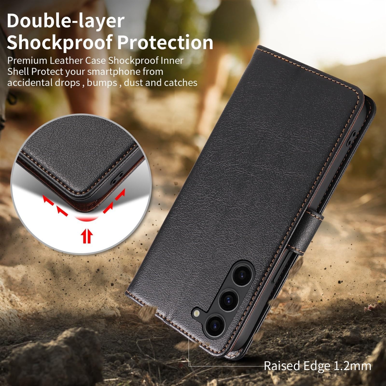 Funda Tipo Cartera para Samsung Galaxy S24/S24 Plus/S24 Ultra, Funda magnética de Piel sintética con función Atril, Funda Suave al Tacto con Ranura para Tarjetas,S24,Purple