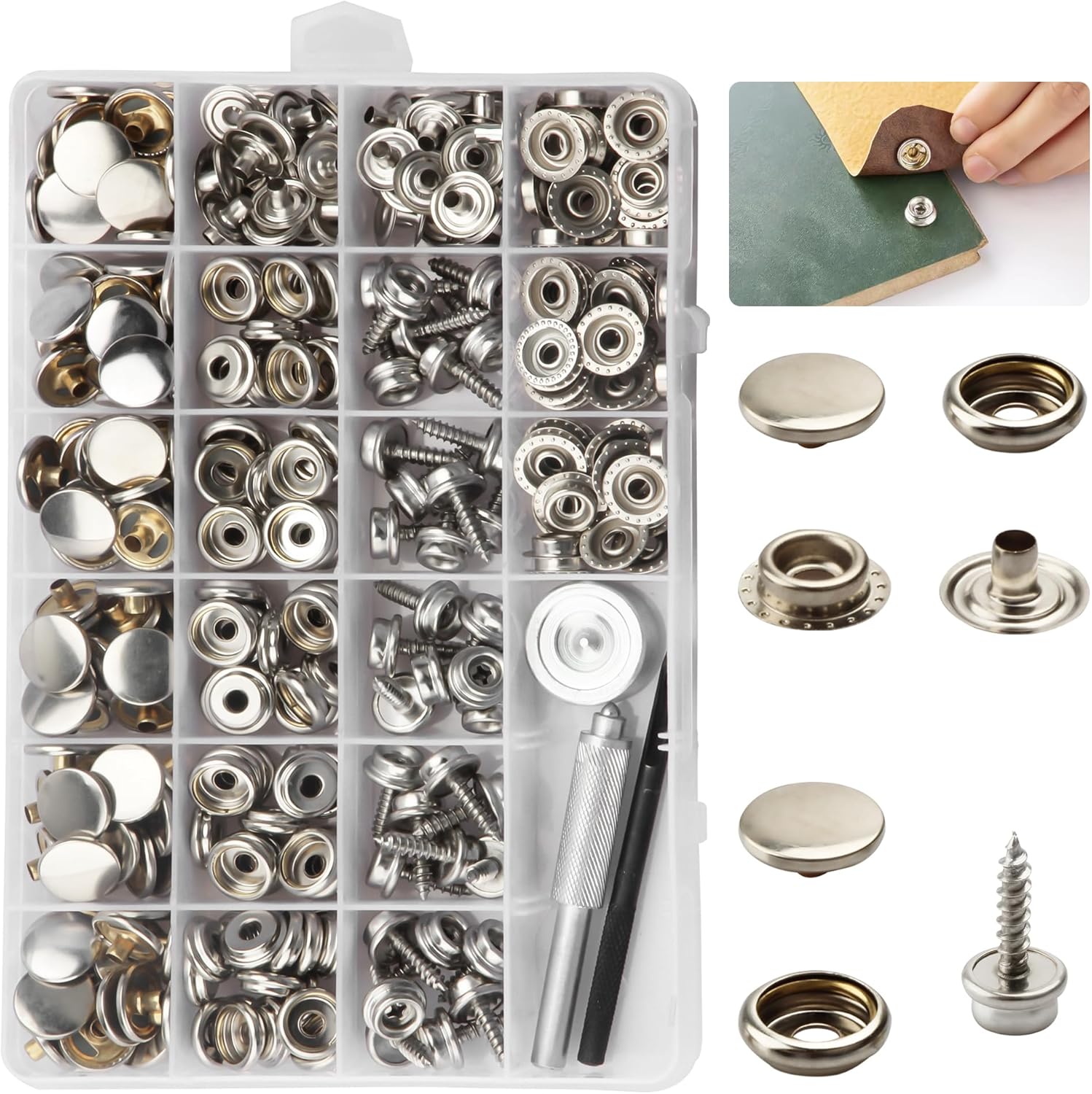 BIOUU Canvas Snap Kit Tool 363PCS Stainless Steel Snap