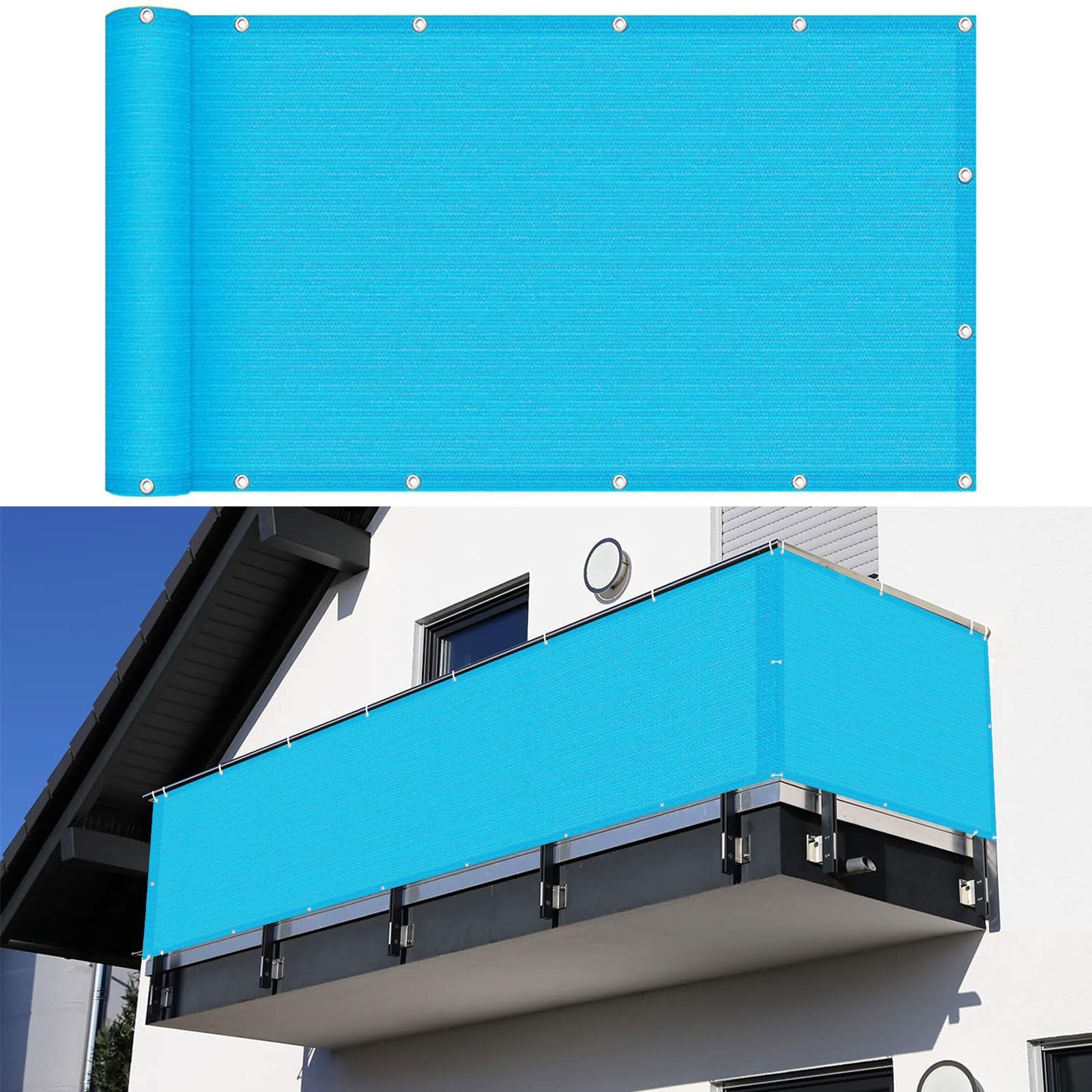 Ecran de confidentialite bleu anti-UV pour bloquer le vis-a-vis de cloture de terrasse
