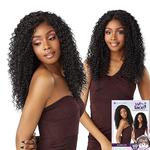 Sensationnel What Lace - Pelucas de 13 x 6 pulgadas, mezcla de cabello humano ELIANA de 20 pulgadas, Cloud 9 sintético con línea de cabello