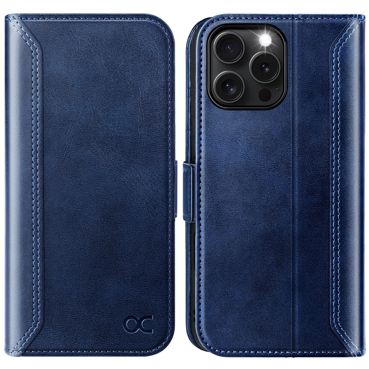 OCASE for iPhone 16 Pro Case, PU Leather Wallet, Magnetic Flip Folio Cover with RFID Blocking, Card Holders, Shockproof TPU