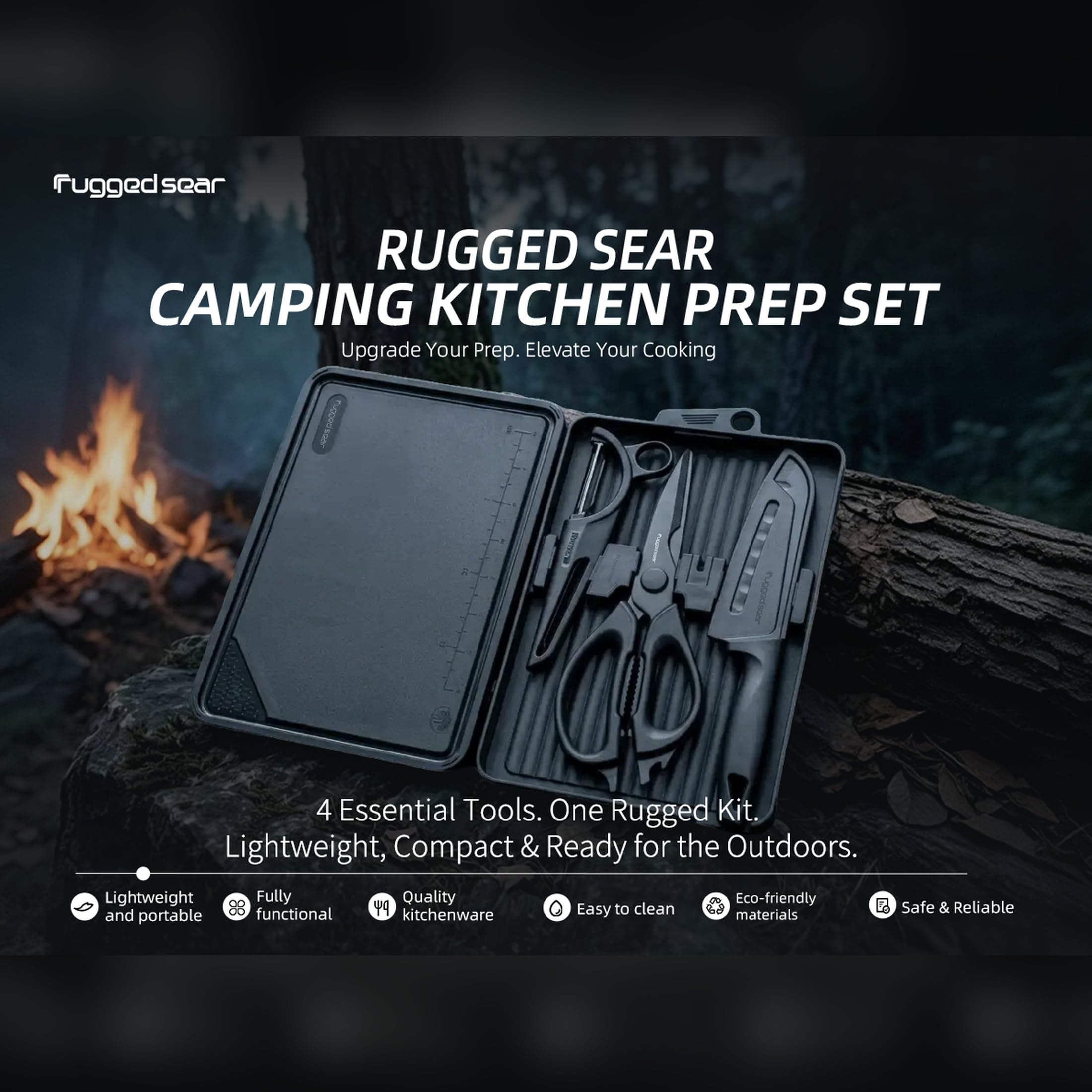 Camping Kitchen Knife Set - 4 Piece Portable Tool Set -2