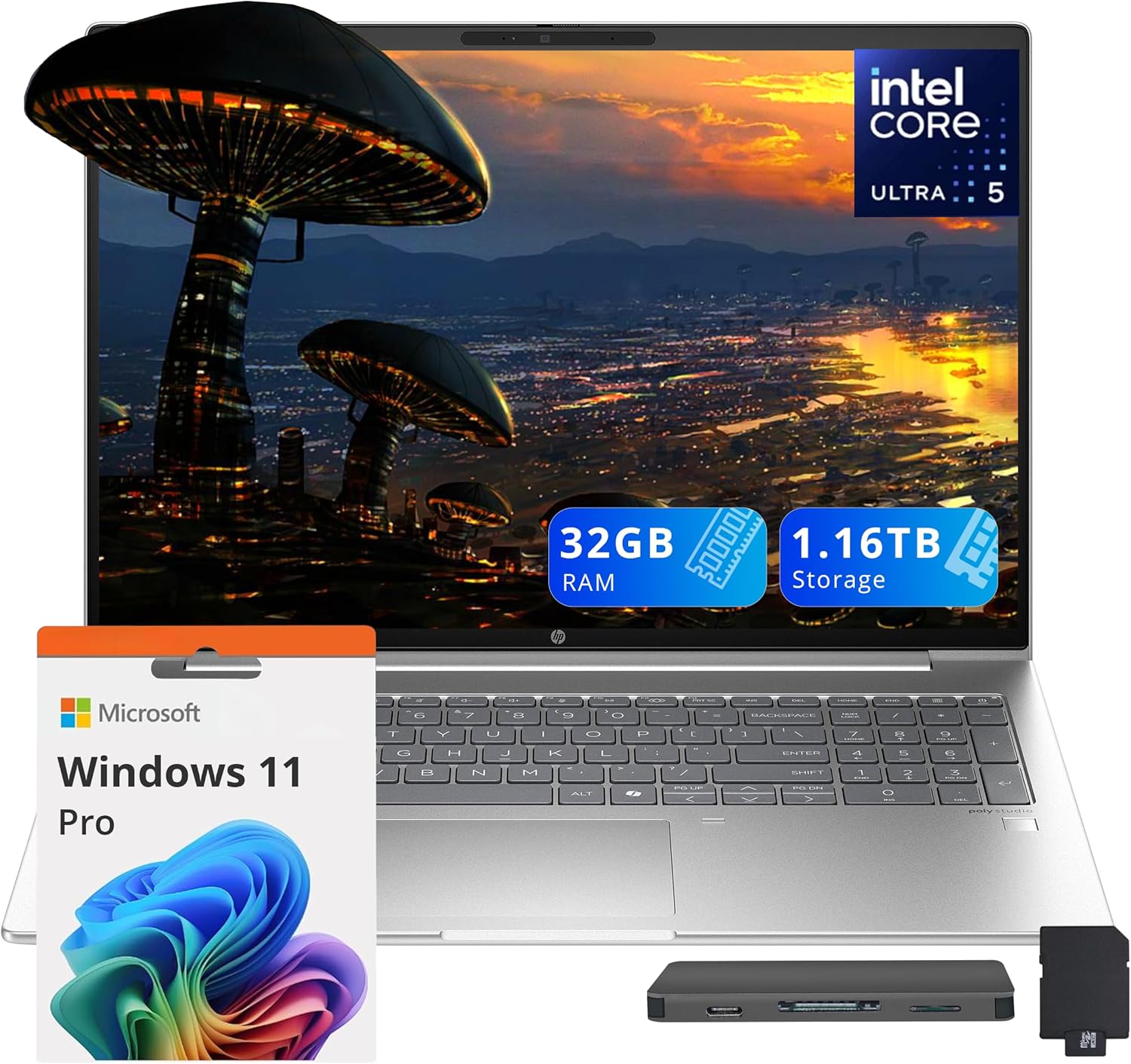 HP ProBook 460 G11 16" WUXGA Laptop, Intel Ultra 5 125U, 32GB DDR5, 1.16TB Storage (1TB SSD+160GB Docking Station Set), Intel Graphics, Numeric Keypad, Webcam, Wi-Fi 6E, Windows 11 Pro, Pike Silver