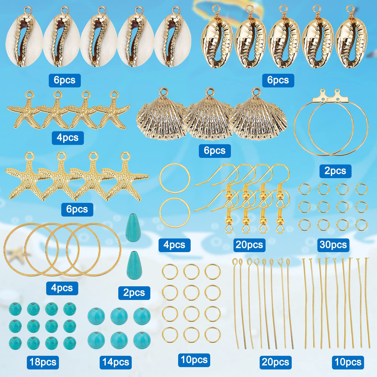 Amazon | SUNNYCLUE 【海洋パーティー】 10対 夏 シェル ピアス 手作り