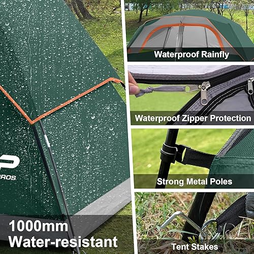 Miniatura 3 de CAMPROS CP Tent 68 Person Camping Tents, Waterproof Windproof Family Tent with Top Rainfly, Large Mesh Windows, Double Layer, Easy Set Up, Portable