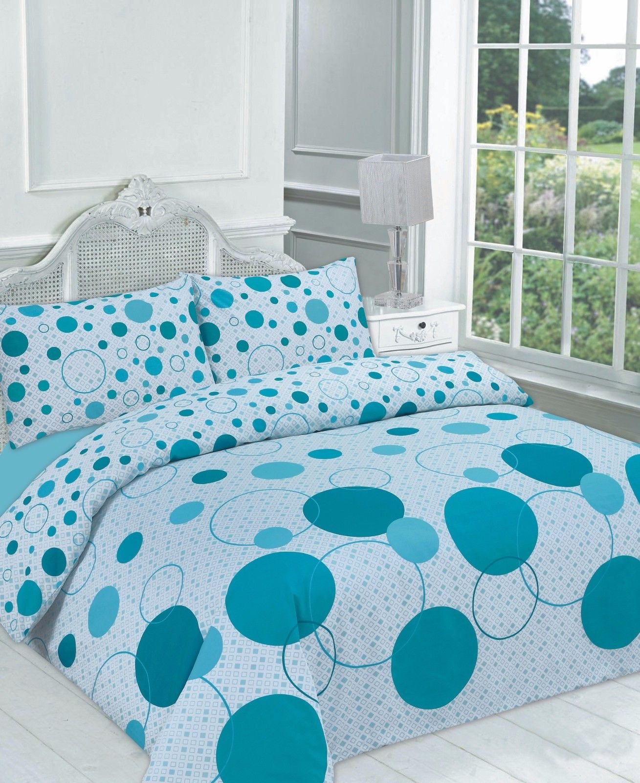 Artistic Fashionista Teal Luxury & Modern Noah Duvet/Quilt Cover & Pillowcases Bedding Set - Printed Range (Super King, )