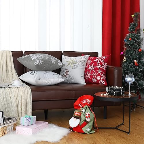 Miniatura 6 de sykting Fundas de almohada de Navidad grises de 18 x 18 pulgadas, fundas de almohada decorativas para vacaciones de invierno, paquete de 2