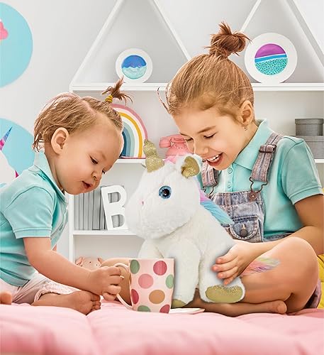 Miniatura 5 de DolliBu Peluche de unicornio blanco y dorado, para niños y adultos, regalo de unicornio arcoíris abrazable, lindos animales de peluche para niños