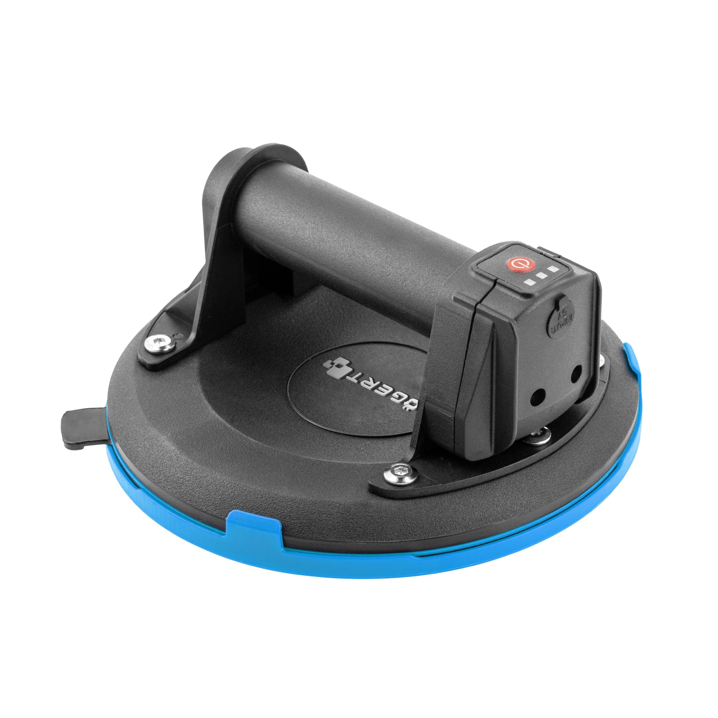 HÖGERT TECHNIK - Ventosa a batteria da 200 mm con manometro, aspirapolvere a batteria Heavy Duty, carico: 150 kg, la ventosa viene utilizzata per il trasporto di vetrate, oggetti lisci e piastrelle in