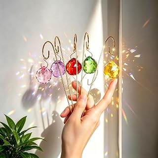 9PCS Small Trellis with 30mm Colorful Crystal Ball Prism for Potted Plants