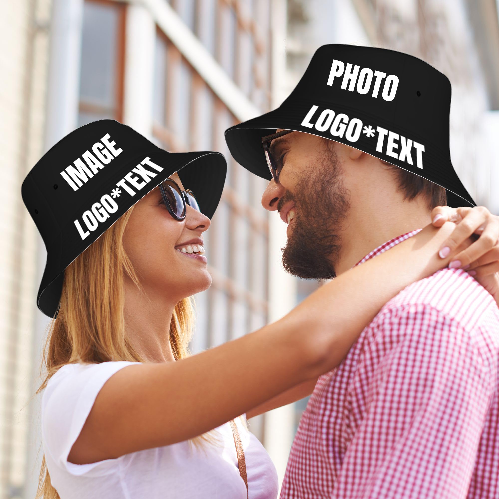 Custom Bucket Hats for Women Men Bulk Custom Hat Design Your Own Text Personalized Summer Travel Beach Sun Bucket Cap Customize Outdoor Hats Customized Fashion Cap Black