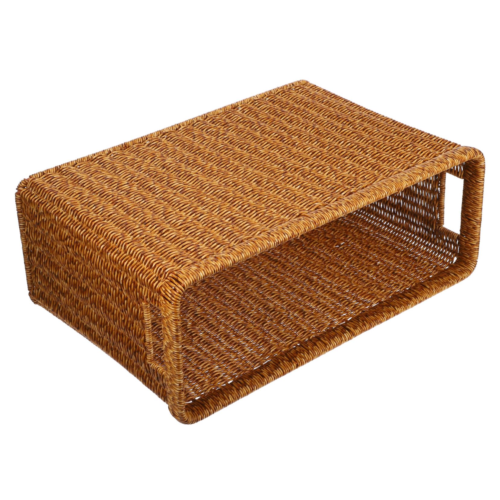 Ciieeo Document Organizer Woven Storage Basket Fake Rattan Magazine Holder for Office and Home File Organizer Deep