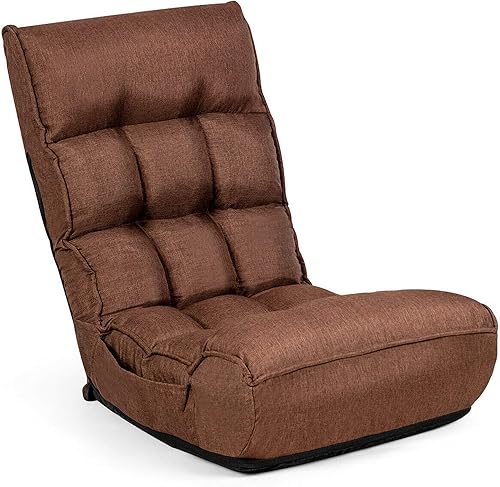 Miniatura 19 de DORTALA Silla plegable para adultos, silla de juegos de espuma viscoelástica con soporte ajustable para la cabeza y la espalda de 5 posiciones,