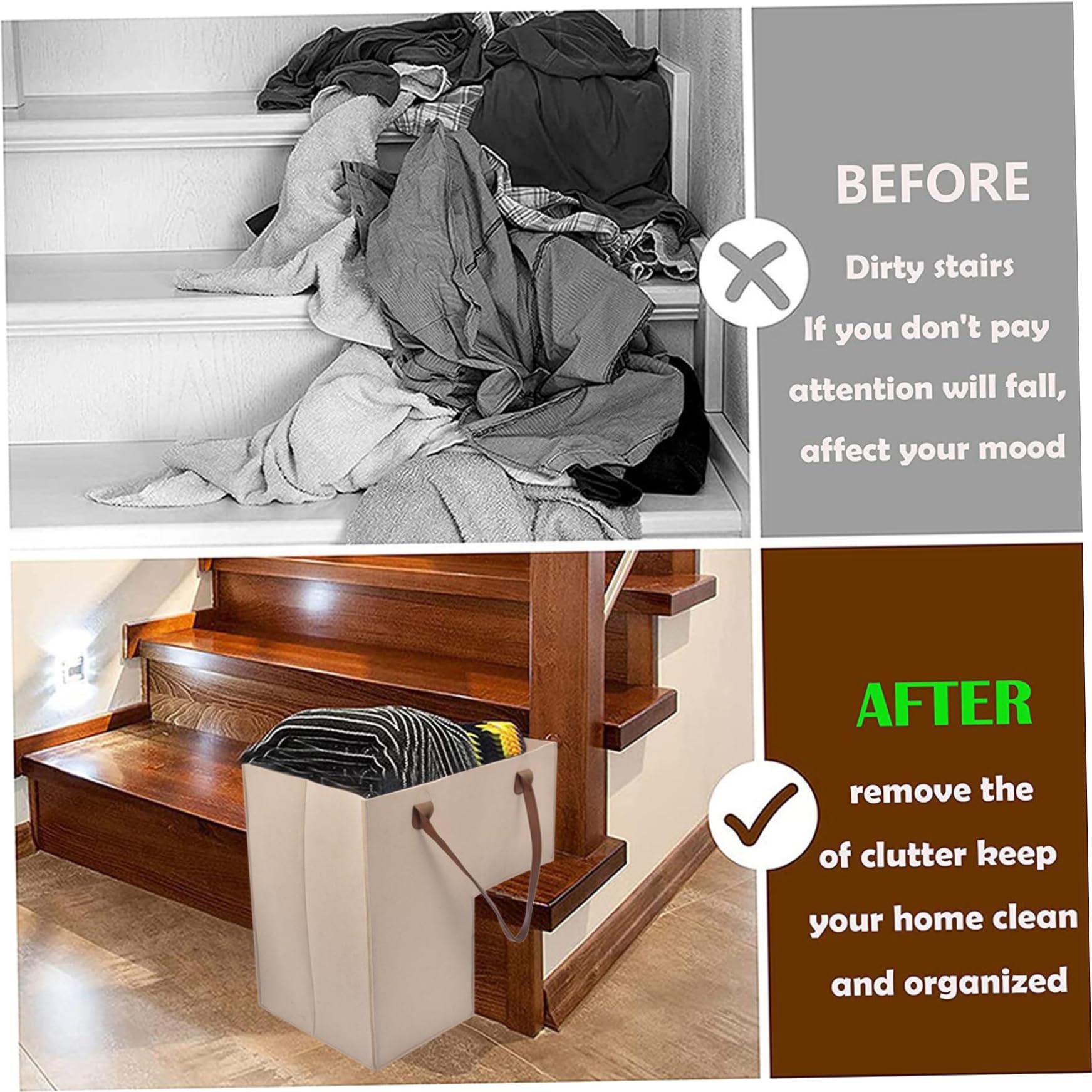 Cestas para escaleras, cestas plegables para escaleras, para escaleras de madera, 16,5 x 16,5 x 9,8 cm