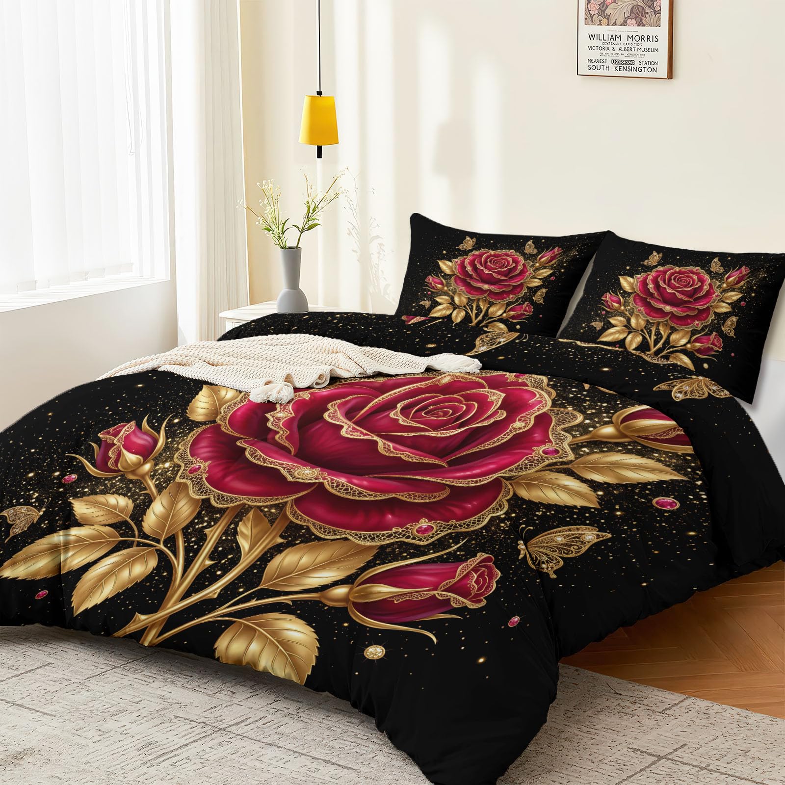 Biancheria da letto in stile vintage, 180 x 200 cm, con chiusura lampo
