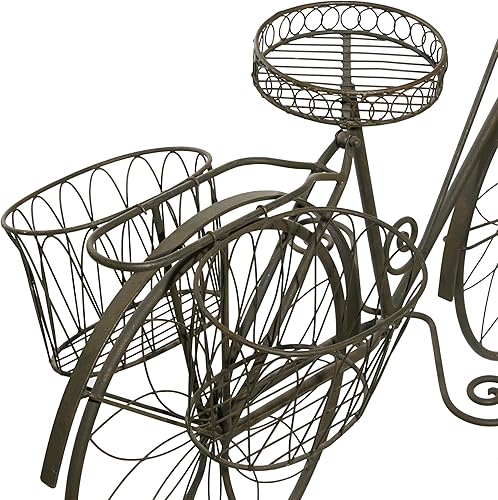 Miniatura 5 de Deco 79 Soporte para plantas de metal para interiores y exteriores diseño de alambre con cesta y bolsa de sillín 54 x 18 x 32 pulgadas turquesa