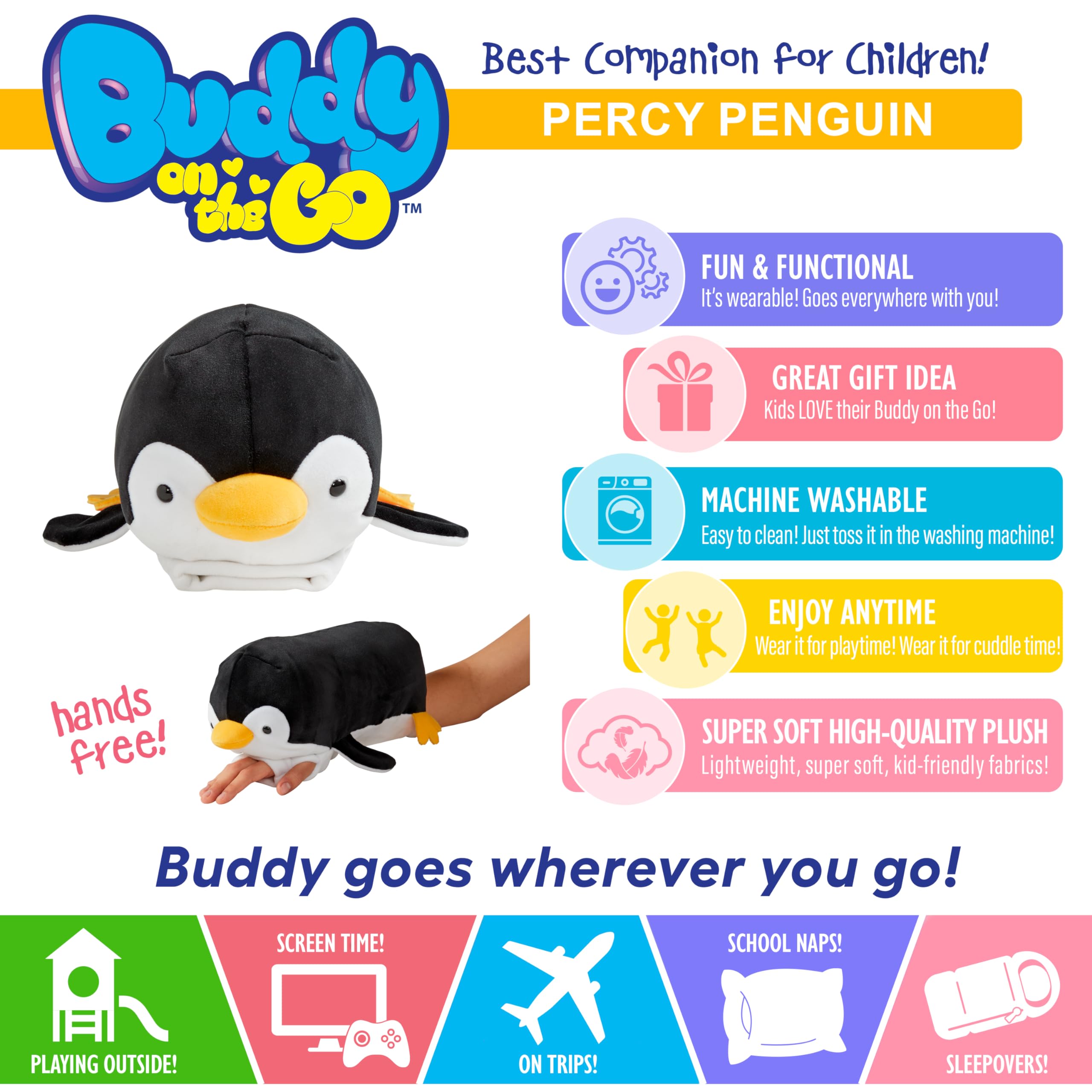 Buddy on The Go - from The Makers of Pillow Pets - Percy Penguin - Stuffed Animal Plush - Image 4