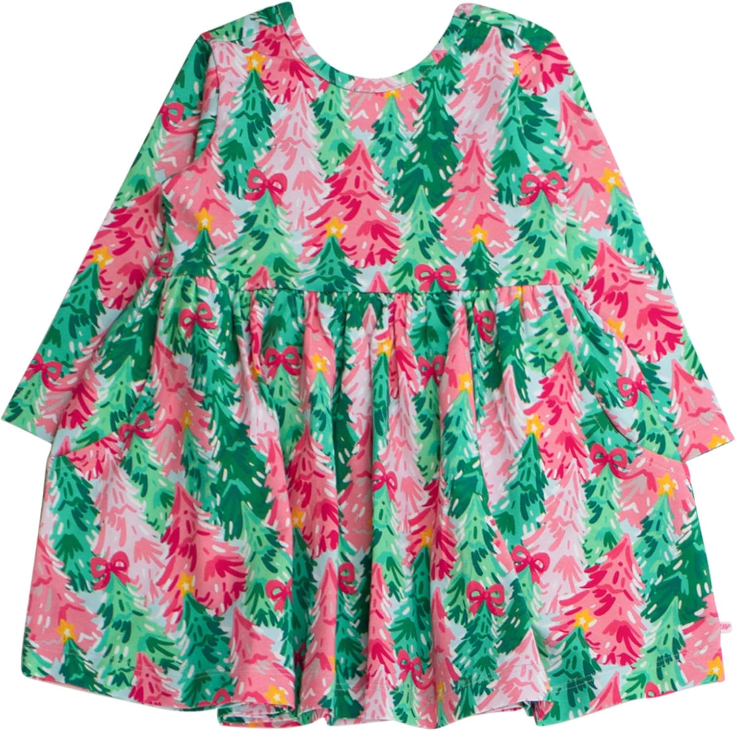 RuffleButts Baby/Toddler Girls Knit Long Sleeve Twirl Dress with Pockets