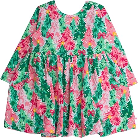 RuffleButts Baby/Toddler Girls Long Sleeve Twirl Dress - Dress with Pockets