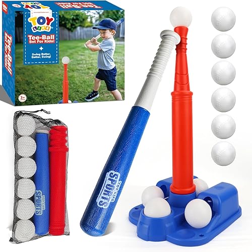 Miniatura 10 de TOY Life Juego de Tball para Niños de 3-5 y 5-8 Tball para Niños de 5-8 Bat de Tee para Niños Pequeños Set de Bate de Béisbol para Niños de 3-5