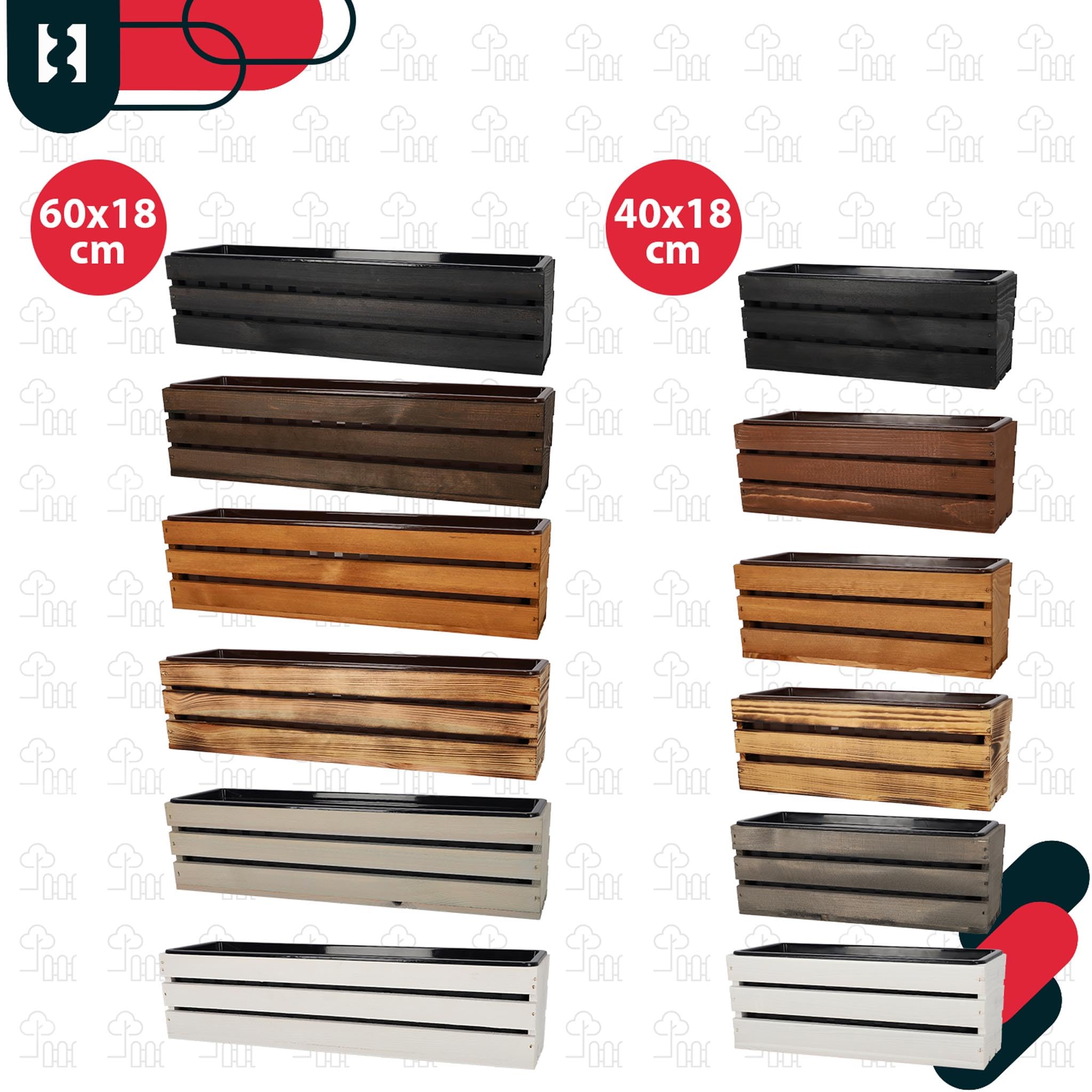 KOTARBAU® Blumenkasten für Balkon, Balkonkasten mit Kunststoffeinsatz | 3er Set, Pflanzkasten, 60 x 18 x 15 cm, Blumentopf, Kräutertopf aus Kiefernholz für Terrasse, Balkon Deko, Eiche