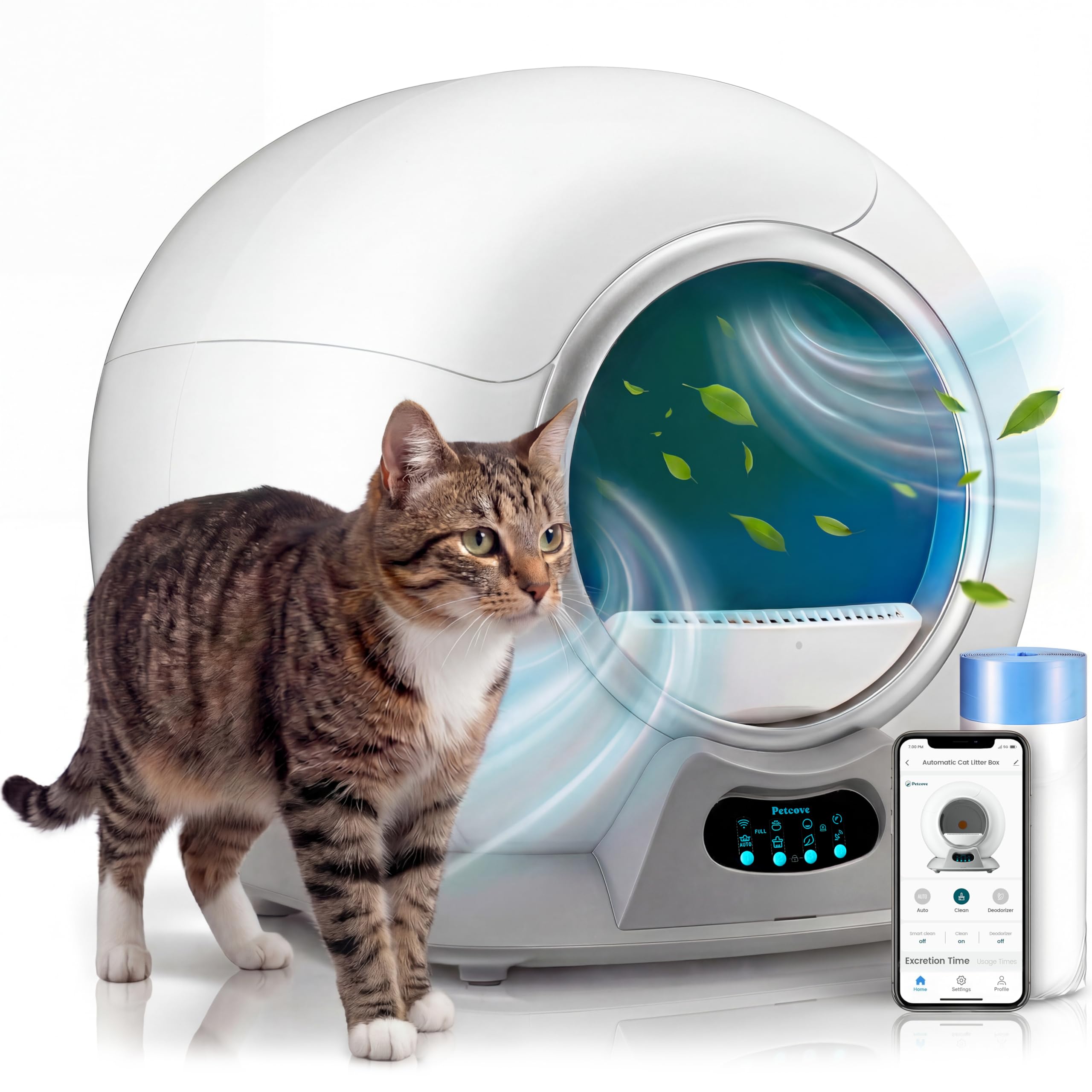 Petcove automatic self-cleaning litter box for multiple cats