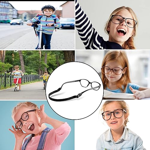 Miniatura 8 de lvvfit Correa ajustable para lentes para niños, correa elástica para gafas deportivas, para niños pequeños, niños y niñas (4 unidades, azul)