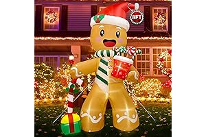 OurWarm 8FT Gingerbread Man Inflatable Christmas Yard Decoration